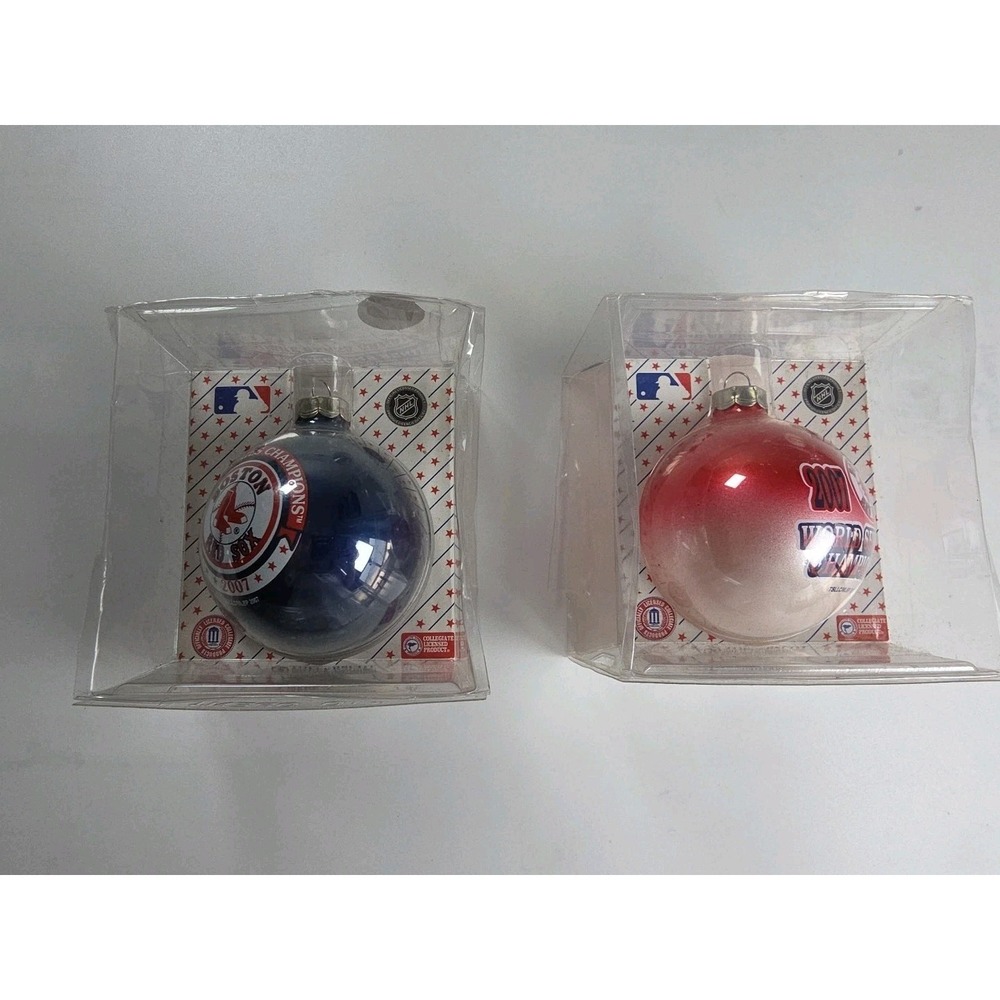 Red Sox 2007 World Series Champions‎ Christmas Ornament MLB Collectible Lot Of 2
